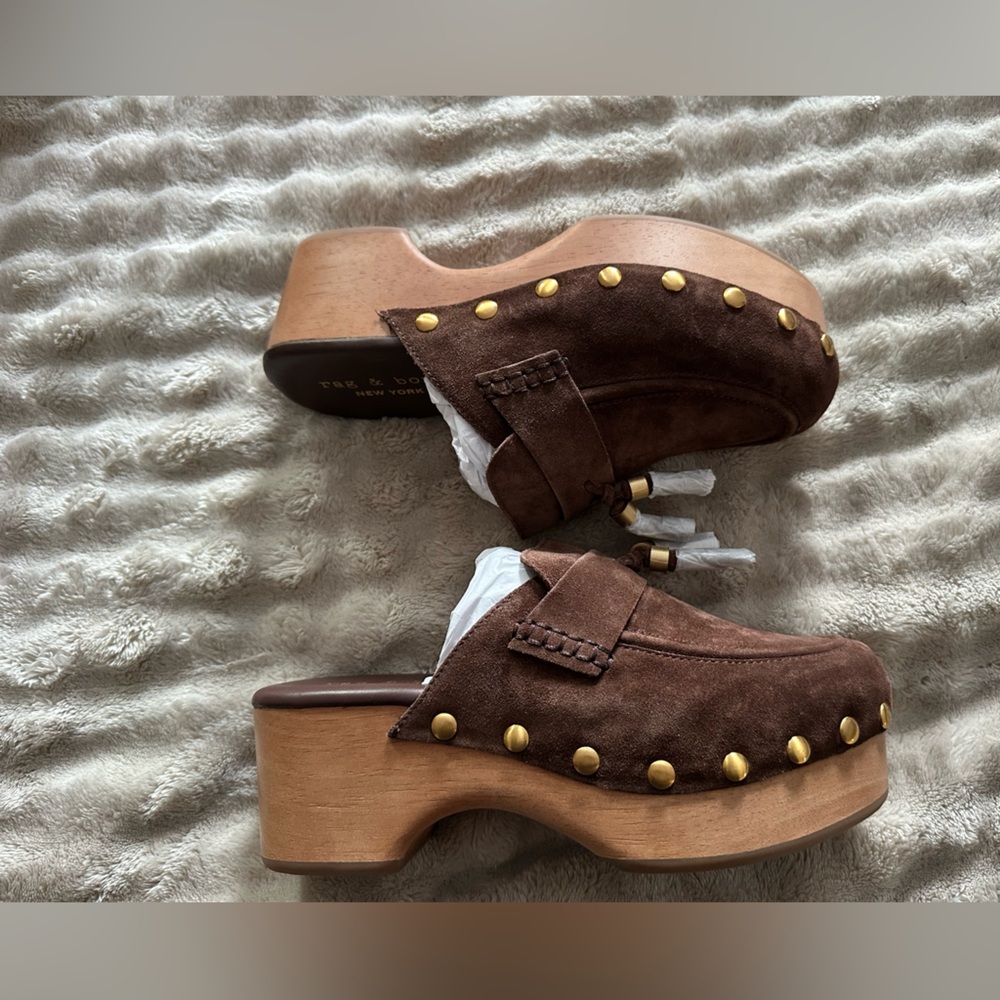 Rag & Bone Maisie Suede Clogs – Dark Mocha – Size 9.5 – NIB - Picture 8 of 12
